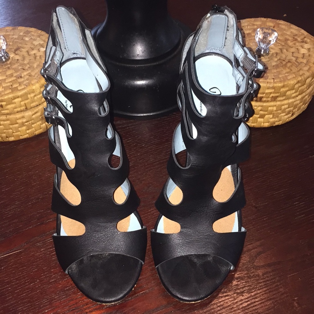 Black Zippered Back Heels